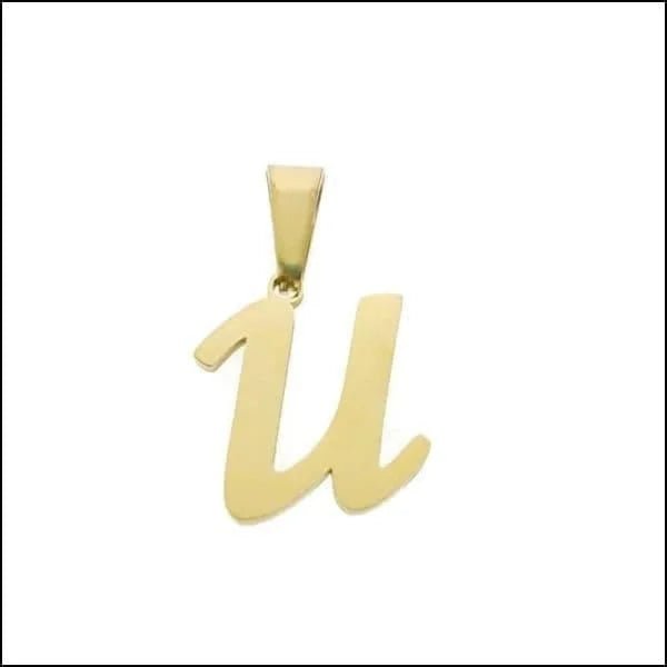 RVS Sierlijke Letter Hanger Initiaal Diverse Kleuren - Gepersonaliseerde Bedel - U - Unisex