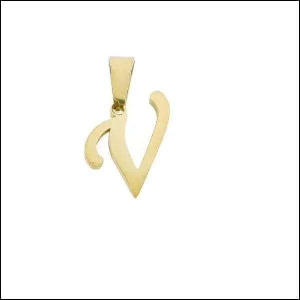 RVS Sierlijke Letter Hanger Initiaal Diverse Kleuren - Gepersonaliseerde Bedel - V - Unisex