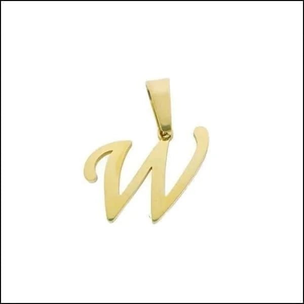 RVS Sierlijke Letter Hanger Initiaal Diverse Kleuren - Gepersonaliseerde Bedel - W - Unisex