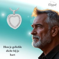 Hart ashanger met zirkonia rand &acirc;&euro;&ldquo; zilverkleurig - Unisex