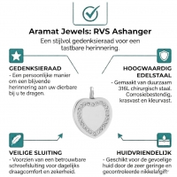 Hart ashanger met zirkonia rand &acirc;&euro;&ldquo; zilverkleurig - Unisex