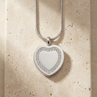 Hart ashanger met zirkonia rand &acirc;&euro;&ldquo; zilverkleurig - Unisex
