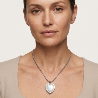 Hart ashanger met zirkonia rand &acirc;&euro;&ldquo; zilverkleurig - Unisex