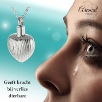 Ashanger Hartjes Zilverkleurig met Strepen &acirc;&euro;&ldquo; 3cm Gedenkhanger Herinnering - Unise