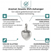 Ashanger Hartjes Zilverkleurig met Strepen &acirc;&euro;&ldquo; 3cm Gedenkhanger Herinnering - Unise