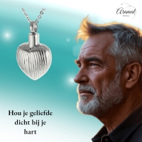Ashanger Hartjes Zilverkleurig met Strepen &acirc;&euro;&ldquo; 3cm Gedenkhanger Herinnering - Unise
