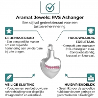 Stalen Ashanger Hart met Zirkonia Lijn Zilverkleurig &acirc;&euro;&ldquo; 32mm Rouwsieraad - Transpa