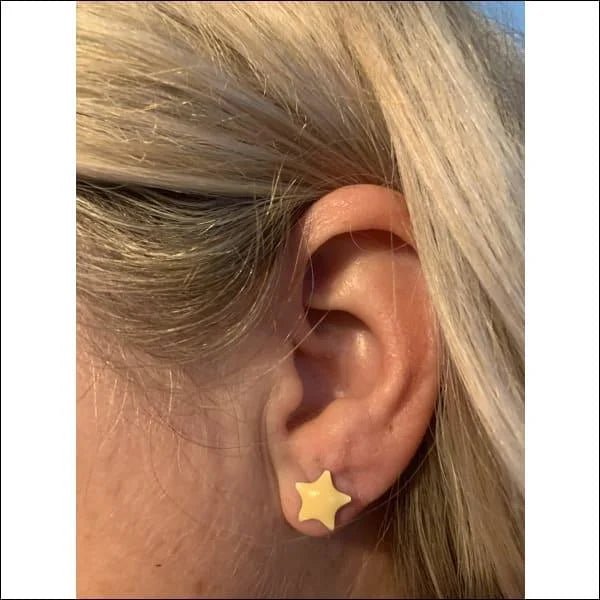 RVS sterren oorbellen kleurrijk - 9mm / Oranje -
