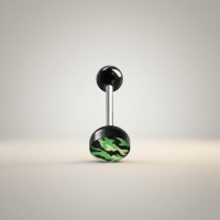 Stalen tongpiercing camouflage kleuren - Zwart-Licht Groen -