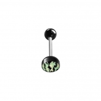 Stalen tongpiercing camouflage kleuren - Zwart-Licht Groen -