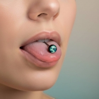 Stalen tongpiercing camouflage kleuren - Zwart-Blauw -