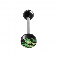 Stalen tongpiercing camouflage kleuren - Zwart-Blauw -