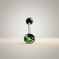 Stalen tongpiercing camouflage kleuren - Zwart-Geel -