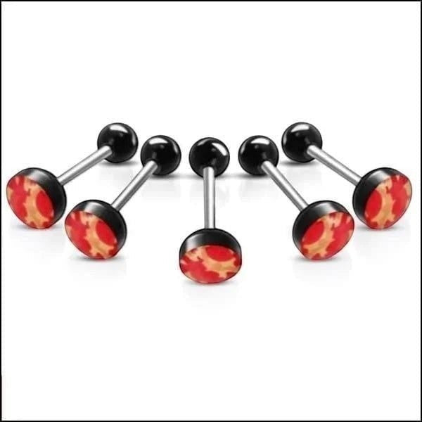 Stalen tongpiercing camouflage kleuren - Zwart-Rood -