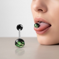 Stalen tongpiercing camouflage kleuren - Zwart-Rood -