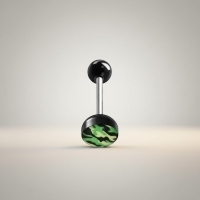 Stalen tongpiercing camouflage kleuren - Zwart-Rood -