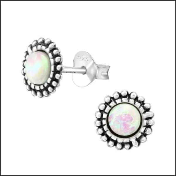 925 Zilveren Bali Oorbellen Rond - Etnisch Design - Emaille Rood/7mm -
