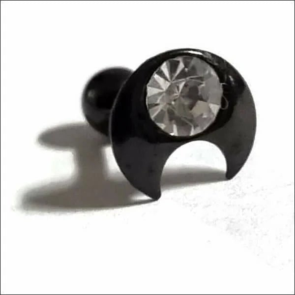 Zwarte Helixpiercing met Maan Steentje - Unisex