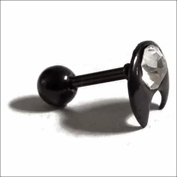 Zwarte Helixpiercing met Maan Steentje - Unisex