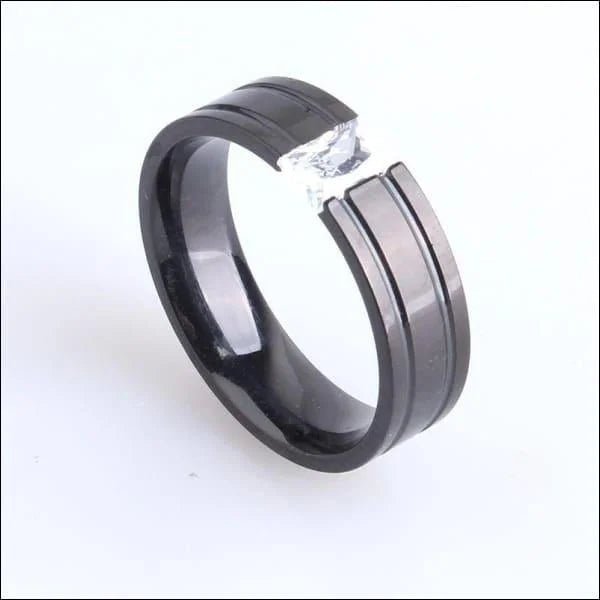 Zwarte Stalen Ring met Zirkonia - Elegantie en Stijl -