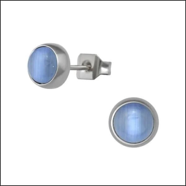 RVS Kattenoog Oorbellen Diverse Kleuren 4-8mm - Cat Eye Oorstekers - Zilverkleur / 5mm / Roze -