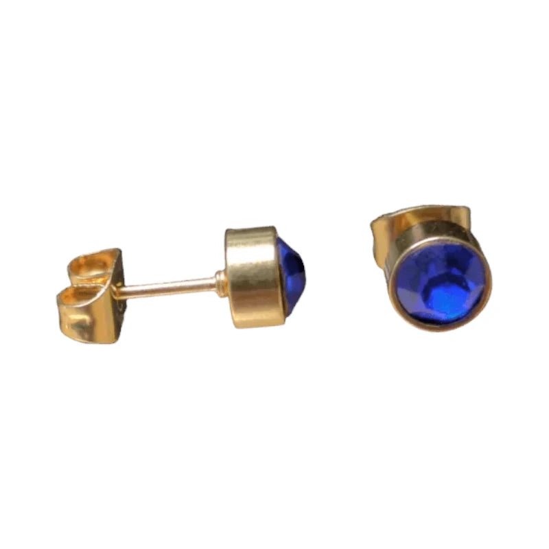 Donker blauwe Zirkonia Oorbellen - 6mm -