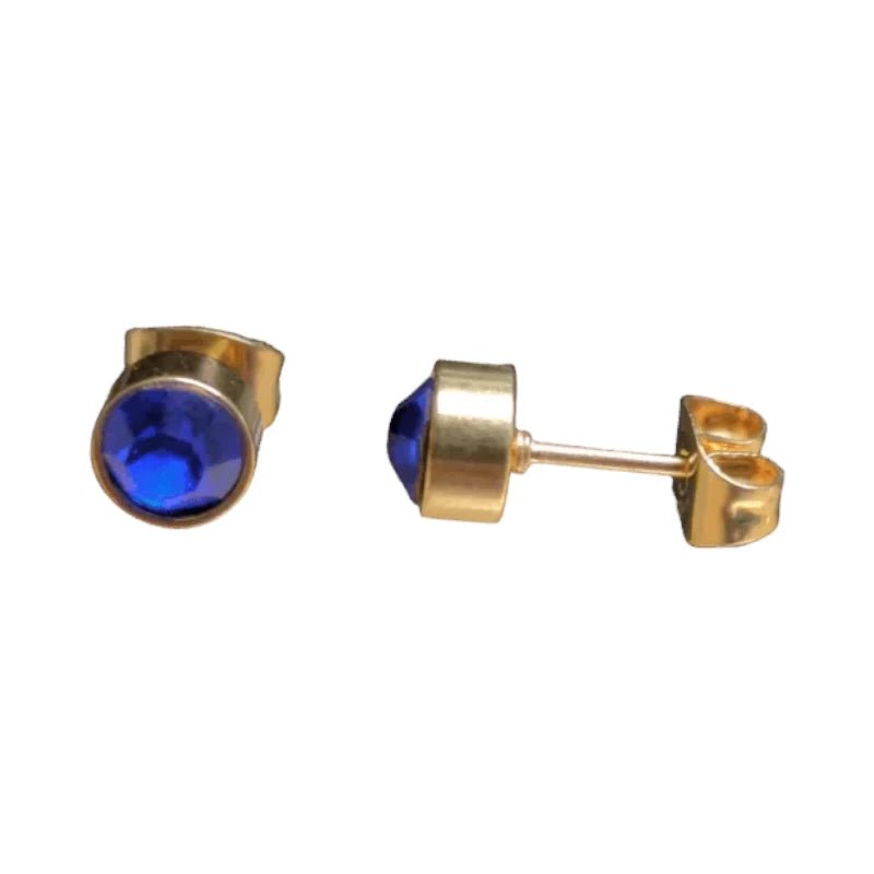 Donker blauwe Zirkonia Oorbellen - 6mm -