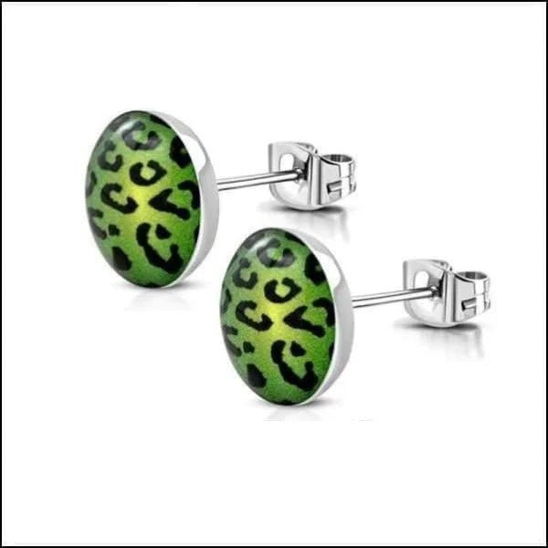 RVS Panter Oorbellen Dierenprint 10mm - Luipaard Oorstekers - Tijger-Rood-Wit-7mm -