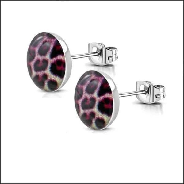 RVS Panter Oorbellen Dierenprint 10mm - Luipaard Oorstekers - Tijger-Groen-7mm -