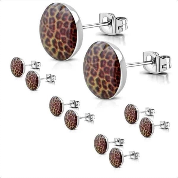 RVS Panter Oorbellen Dierenprint 10mm - Luipaard Oorstekers - Koeien-Zwart/Wit-7mm -
