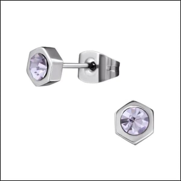 RVS Zeshoek Oorbellen met Kristal 3-6mm - Geometrische Studs - Goudkleur / 6mm / Transparant -