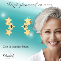 Stalen Sterren Oorbellen - Goud- of Zilverkleur - 3 sterren-Zilverkleurig-4x9mm -