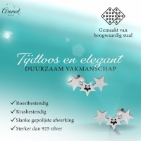 Stalen Sterren Oorbellen - Goud- of Zilverkleur - 3 sterren-Zilverkleurig-4x9mm -