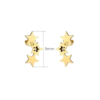 Stalen Sterren Oorbellen - Goud- of Zilverkleur - 3 sterren-Zilverkleurig-4x9mm -