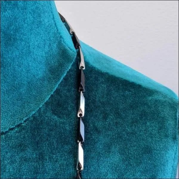 Zwart-Zilver Stalen Schakelketting 60cm &acirc;&euro;&ldquo; Stoere Herenketting RVS - Unisex