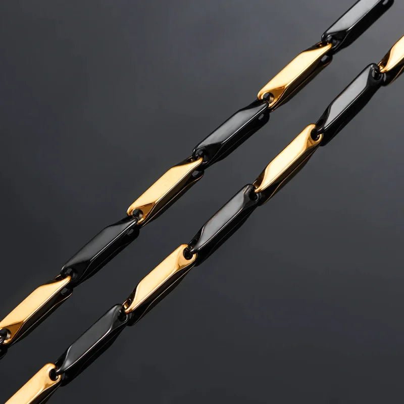 Goudkleurige Bamboo Ketting Staal &acirc;&euro;&ldquo; Unieke Schakelketting RVS Unisex - 60cm - Uni