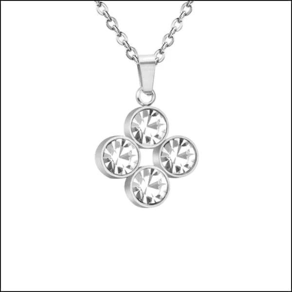 Stalen Halsketting met zirkonia hanger - Zilverkleur-Multikleur - Unisex