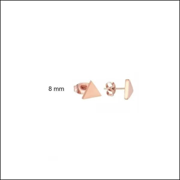 RVS Driehoek Oorbellen Diverse Kleuren 8-12mm - Geometrische Studs - Ros&Atilde;&copy;kleurig / 8mm 