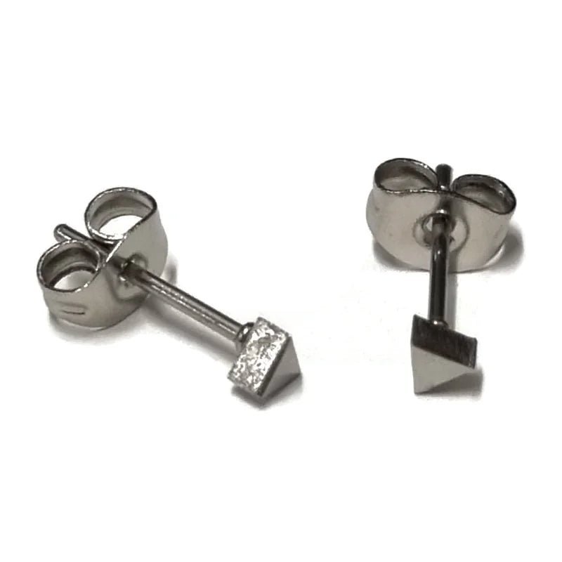 RVS Driehoek Oorbellen Diverse Kleuren 8-12mm - Geometrische Studs - Zilverkleur / 3mm -