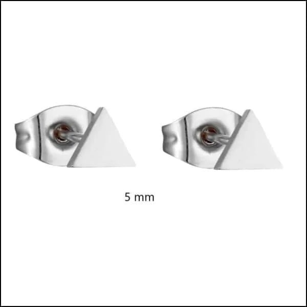 RVS Driehoek Oorbellen Diverse Kleuren 8-12mm - Geometrische Studs - Zilverkleur / 5mm -