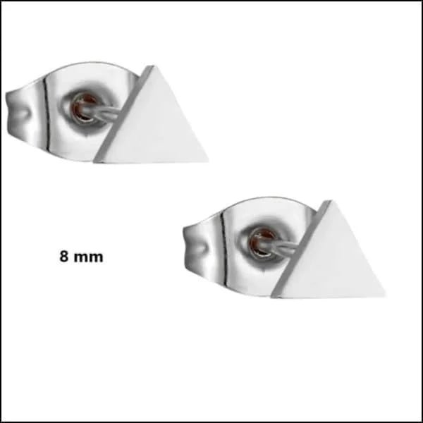 RVS Driehoek Oorbellen Diverse Kleuren 8-12mm - Geometrische Studs - Zilverkleur / 8mm -