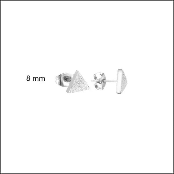 RVS Driehoek Oorbellen Diverse Kleuren 8-12mm - Geometrische Studs - Goudkleurig Sandblasted / 8mm -