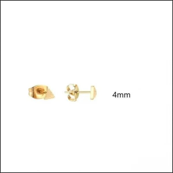 RVS Driehoek Oorbellen Diverse Kleuren 8-12mm - Geometrische Studs - Goudkleurig Sandblasted / 4mm -