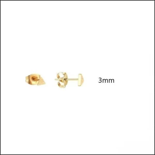 RVS Driehoek Oorbellen Diverse Kleuren 8-12mm - Geometrische Studs - Goudkleurig Sandblasted / 3mm -