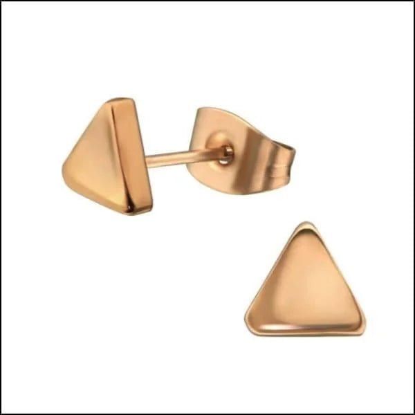 RVS Driehoek Oorbellen Diverse Kleuren 8-12mm - Geometrische Studs - Ros&Atilde;&copy;kleurig / 6mm 