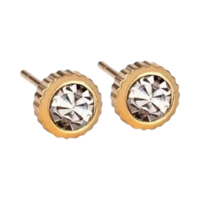 RVS oorbellen met kristal steentje 6mm -