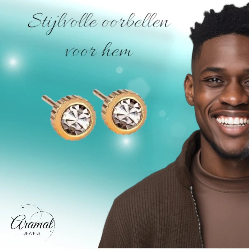 RVS oorbellen met kristal steentje 6mm -