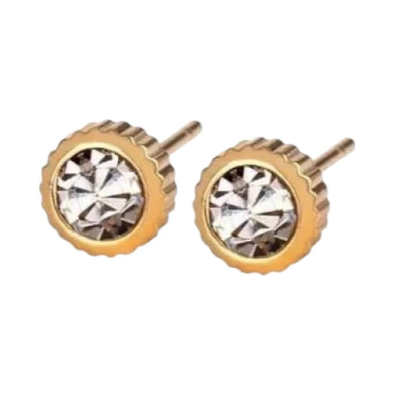 RVS oorbellen met kristal steentje 6mm -