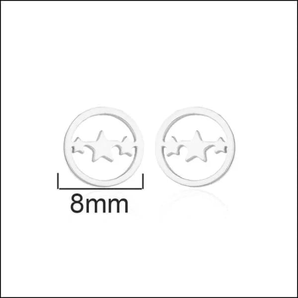 RVS Sterren Oorbellen Diverse Kleuren 6-10mm - Ster Studs Collectie - Zwart-8mm -