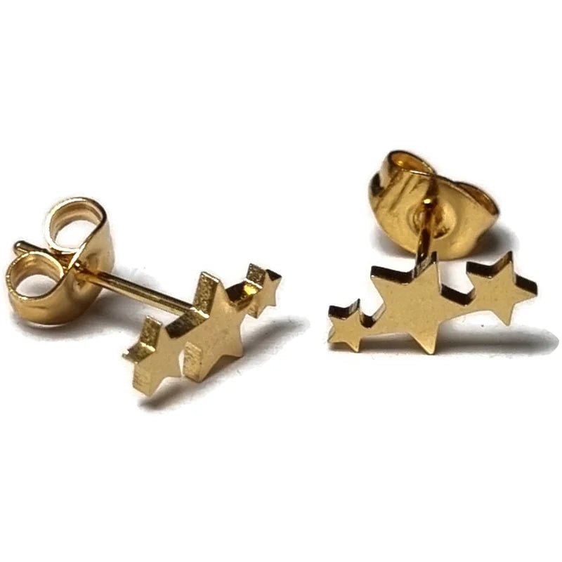 RVS Sterren Oorbellen Diverse Kleuren 6-10mm - Ster Studs Collectie - Zilverkleur/3 sterren-8mm -